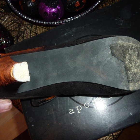 APOSTROPHE ALICIA GOTH WICCA BLACK OPEN TOE HEEL PLATFORM SHOES PEASANT 8.5 M - Picture 8 of 8